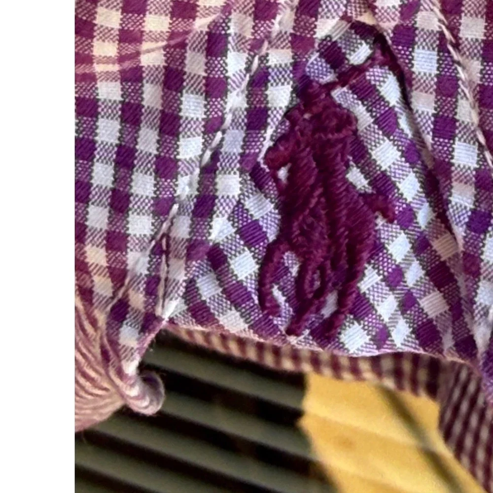 Polo Ralph Lauren Shirt Mens 17.5 34/35 Purple Gingham L/S pony on bottom
